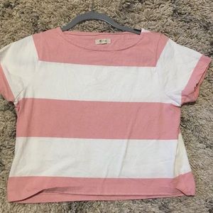 Madewell Pink and white stripped crop top